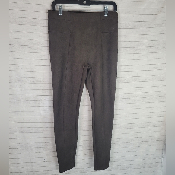 Spanx High Waist Faux Suede Leggings in Chocolate Brown, sz Large - Picture 2 of 16